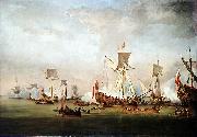 Willem van de Velde the Elder The Departure of William of Orange and Princess Mary for Holland painting